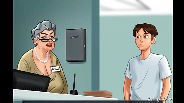 summertime saga sex scene old woman manipulates young man into fucking her in the hospital store room